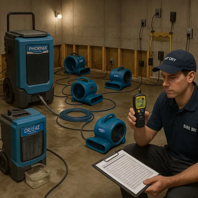 Structural Drying and Dehumidification process in Pinetops, NC